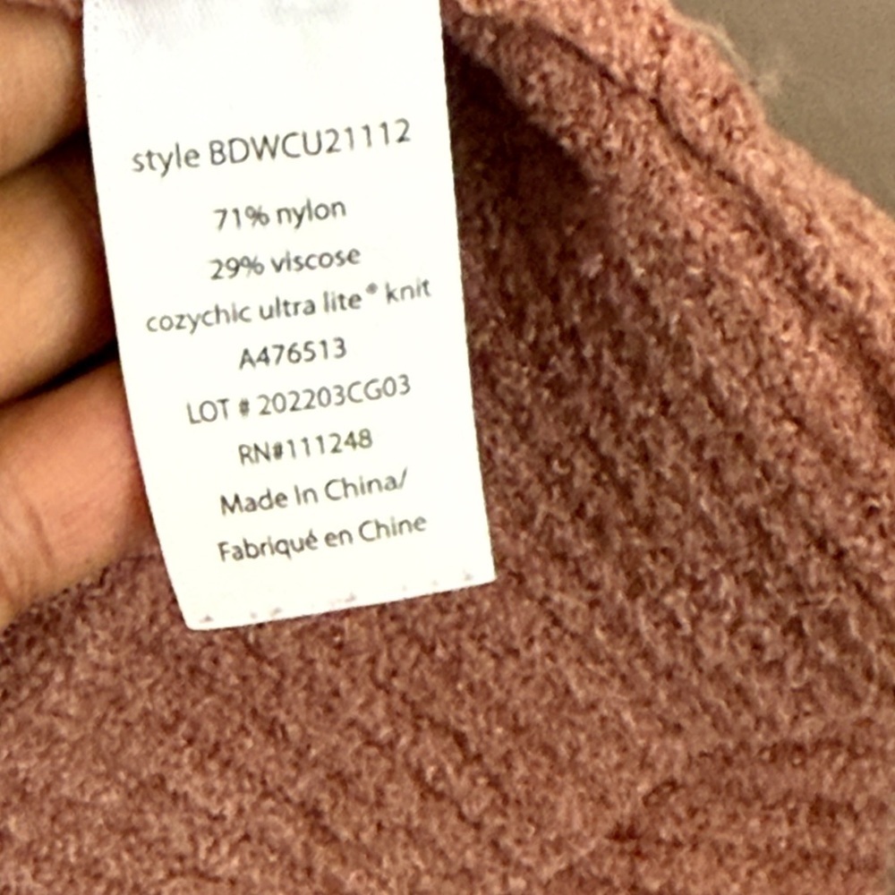 Barefoot dreams cozy chic ultra lite Brown Hooded Sweater cardigan pockets - Picture 6 of 11